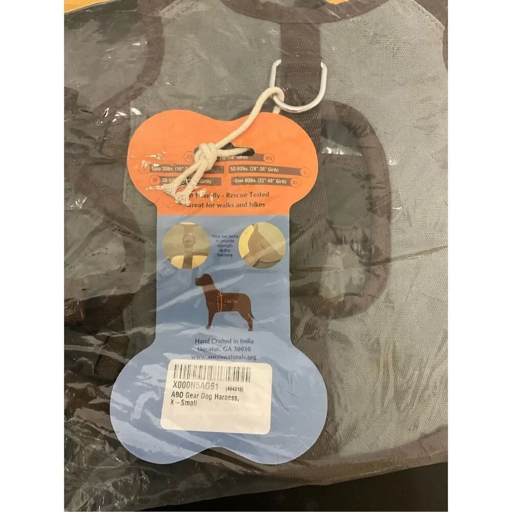 Brand New Aussie Naturals Size XS Light Blue Black Dog Harness Padded Straps